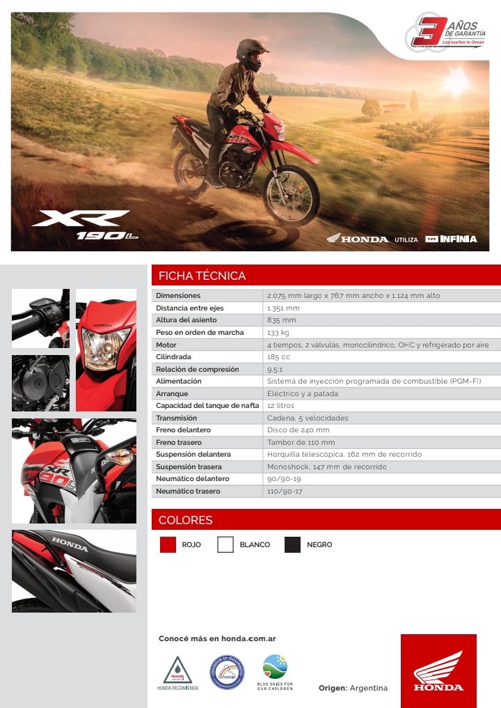 Ficha Tecnica Honda Xr 190 L Motoventa 1132